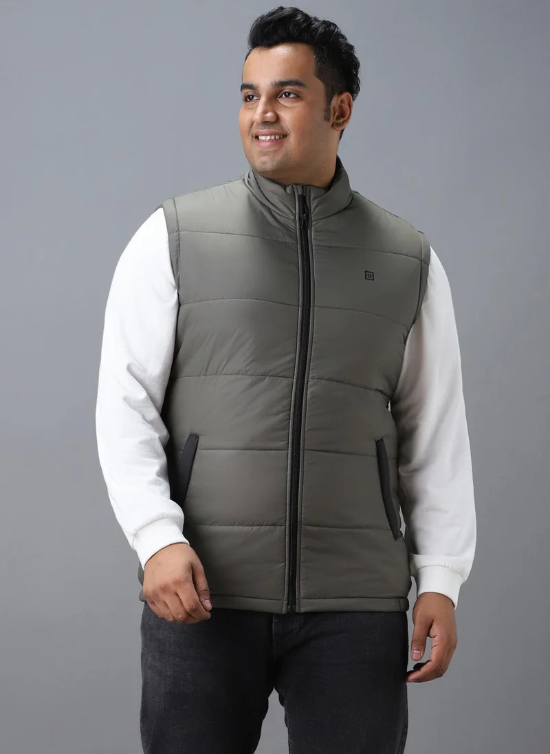 Urbano Plus Men's Olive Sleeveless Zippered Puffer Jacket